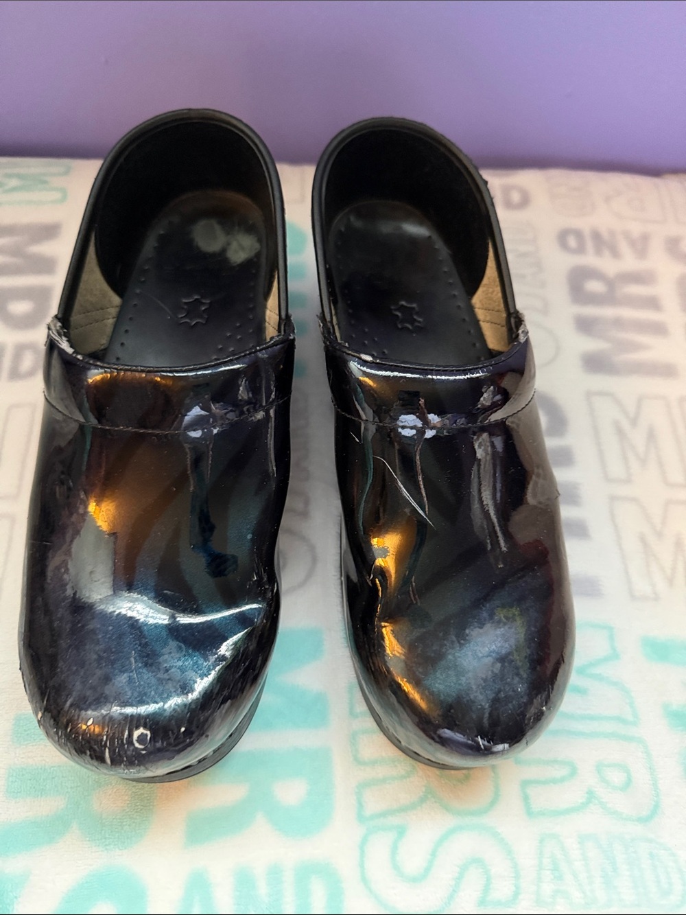 Black Patent Zebra Dansko Nursing Shoes Size 39
